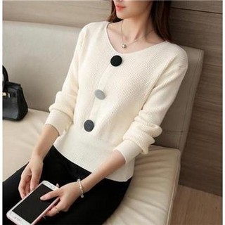 Áo len mỏng kiểu Hàn Quốc - Áo len cổ tim có cúc tay dài - Danangsale