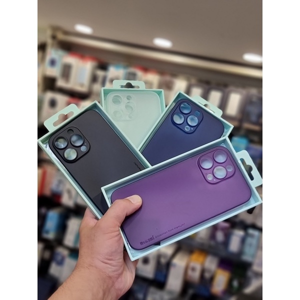 Ốp lưng Memumi siêu mỏng màu tím cho iPhone 15 Pro Max/ 14 Pro Max, 14 Pro, 14 Plus, 14 chống vân tay bảo vệ camera
