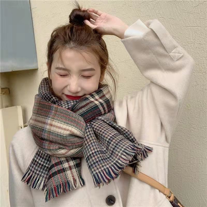 Khăn Choàng Hai Mặt Giữ Ấm Mùa Đông Thiết Kế Mới Thời Trang Theo Phong Cách Hàn