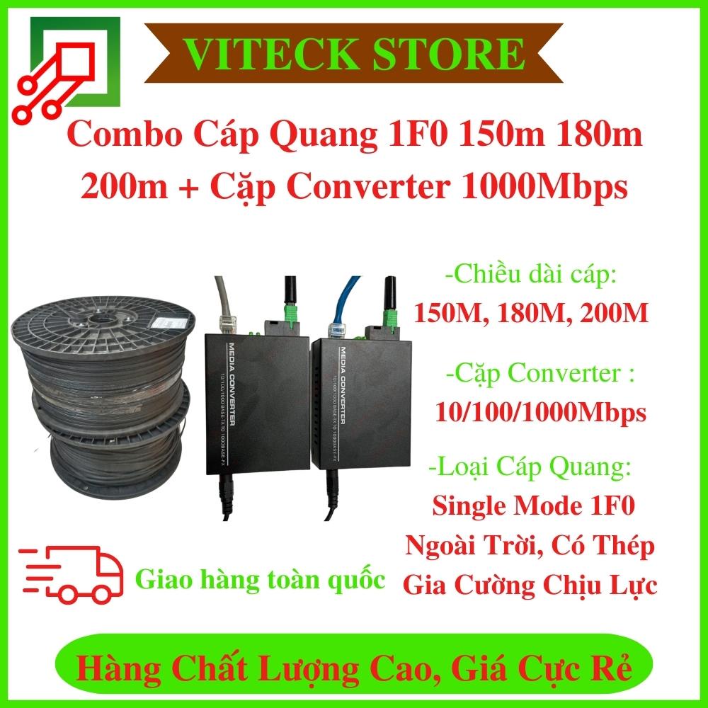 Combo 150m 180m 200m Cáp quang 1F0 bấm sẵn 2 đầu FC + 1 cặp converter HD ET-880GIS-3-1 100/1000Mbps Hàng Chất Lượng Cao