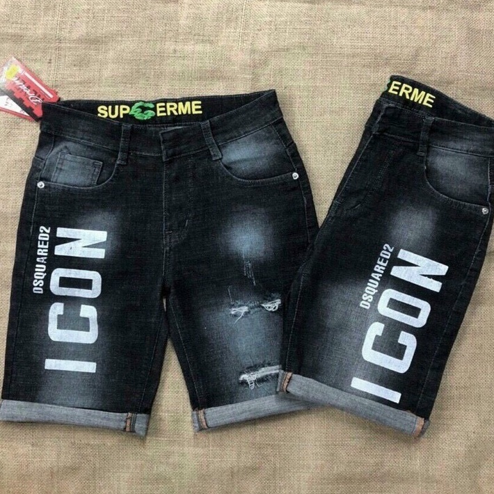 Quần short jean nam màu xám rách chất bò - quần short ngắn nam co giãn thời trang cao cấp Luty_shop90 ms300