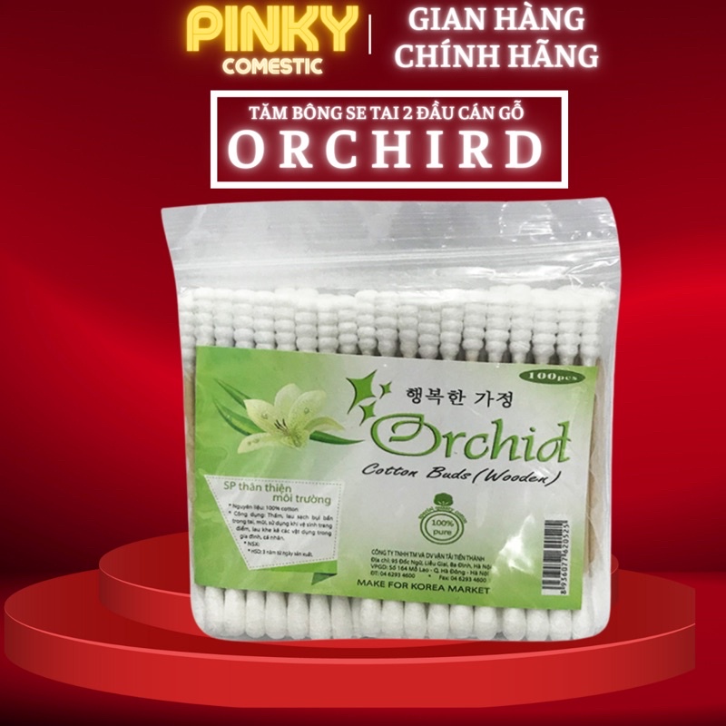 Tăm bông se tai cán gỗ 2 đầu có xớ cao cấp hàng tốt Orchid Thiết kế 2 đầu với nhiều mục đích sử dụng khác. PLTPINKY