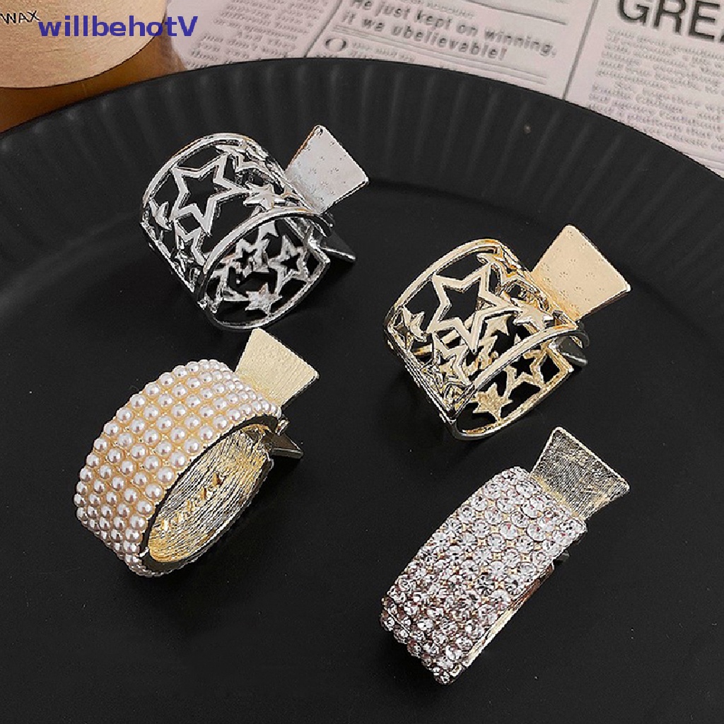 [Hàng mới về] Kẹp tóc kim loại cố định tóc đuôi ngựa đính đá