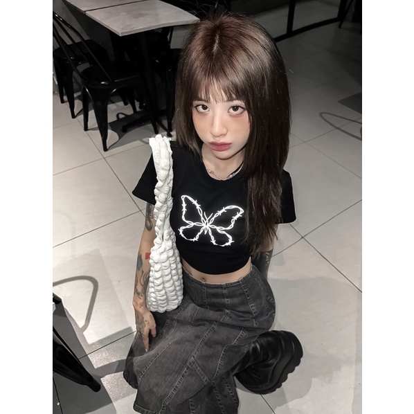 Croptop Bướm kẽm gai Phản quang