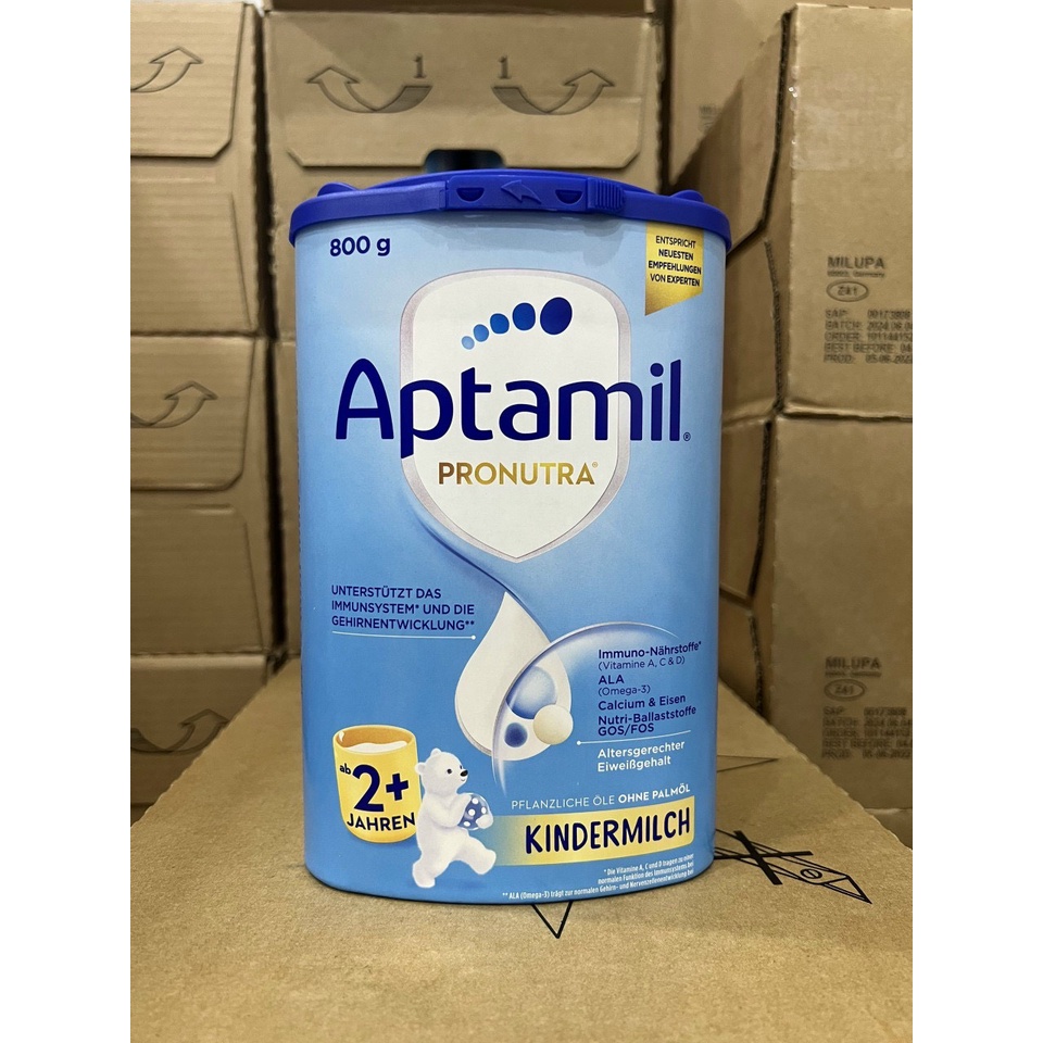 Sữa bột Aptamil xanh cao Kindermilch 800gr đủ số 1+, 2+ (ĐỨC) mẫu mới 2023