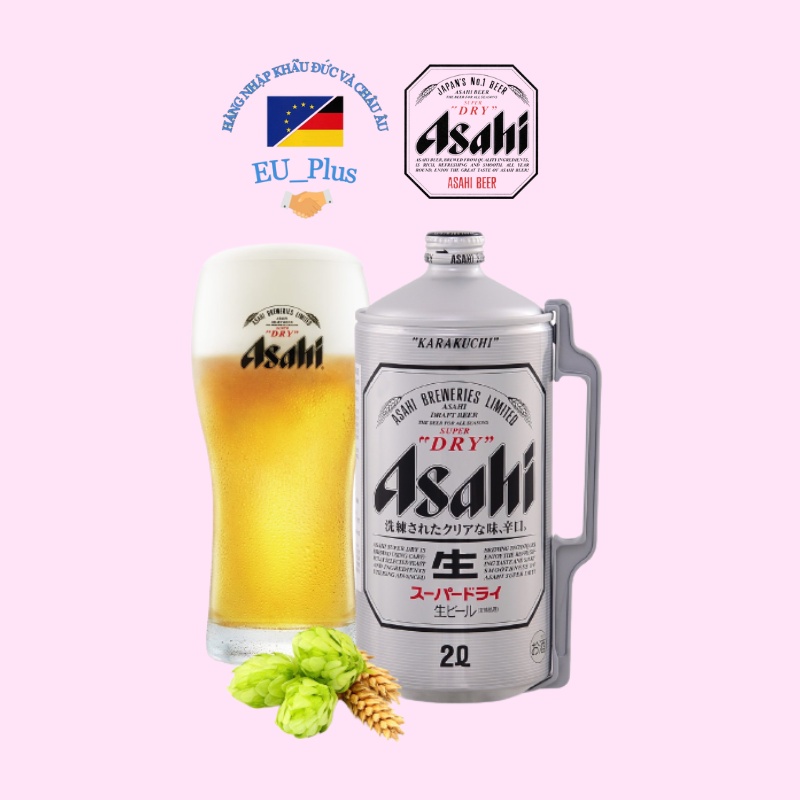 Bia bom Asahi 2 Lít - Nhật Bản - Nội địa- có hộp giấy quà tặng