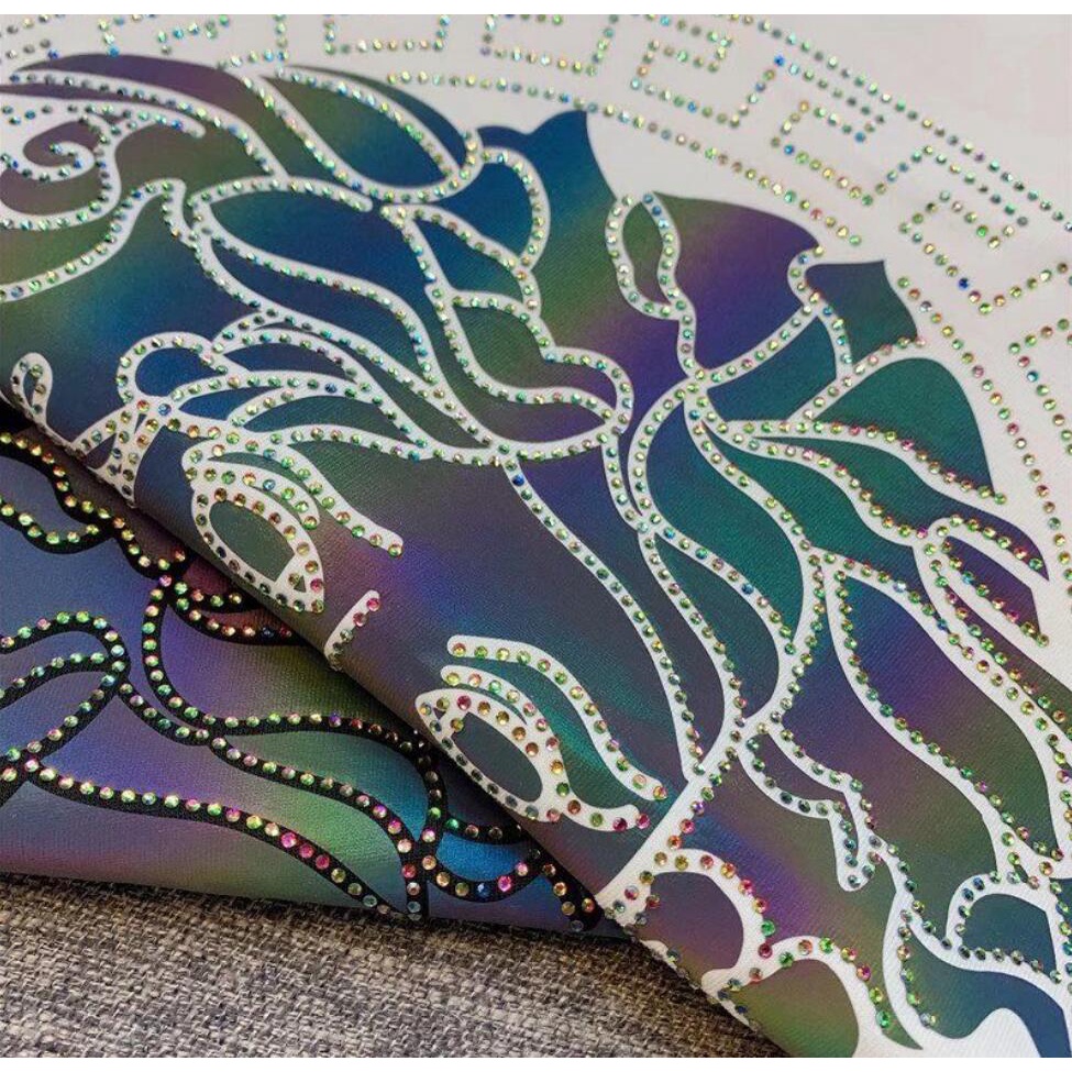 Versace Mới Áo Thun Cotton Ngắn Tay Đính Đá Thời Trang Mùa Hè Cho Nam Cỡ S-5XL