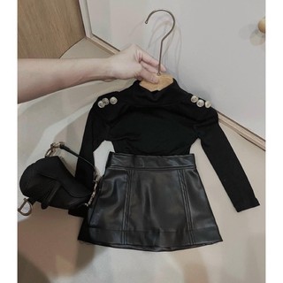 Sét chân váy da kèm áo khuy len tăm cho bé gái từ 12-20kg💋