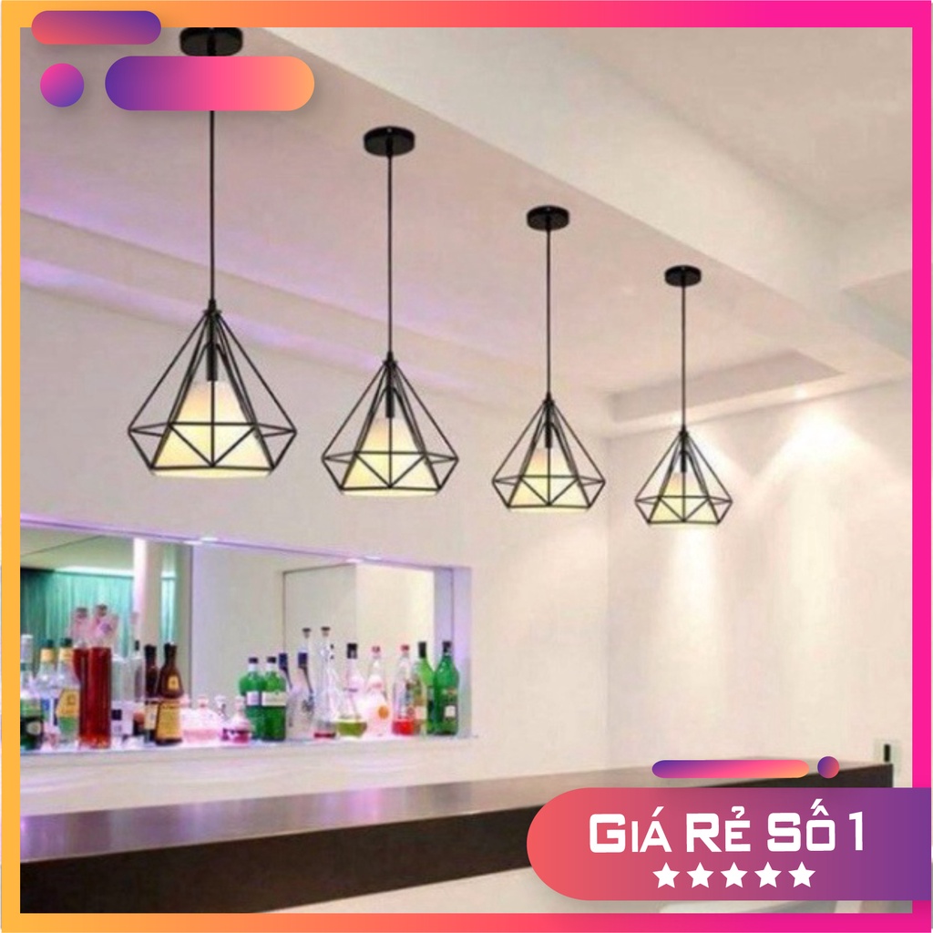 Đèn thả đơn kim cương khung sắt tĩnh điện kèm bóng led phi 250 + Video hướng dẫn lắp đặt DT 6527 OWL Lighting