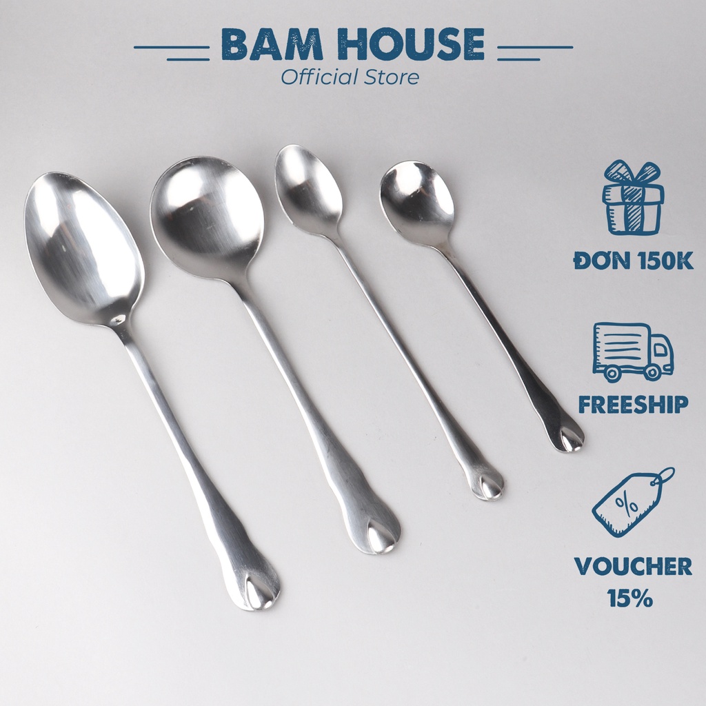 Muỗng soup inox Bam House cán giọt nước muỗng dày cao cấp MUI04