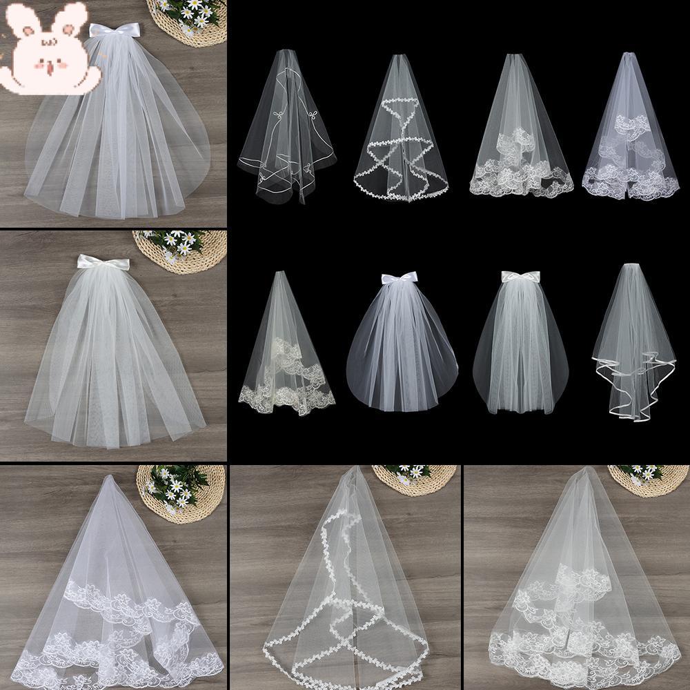 Mạng Che Mặt Hai Lớp Màu Trắng Ngà Đơn Giản Kèm Lược Cài Cho Cô Dâu