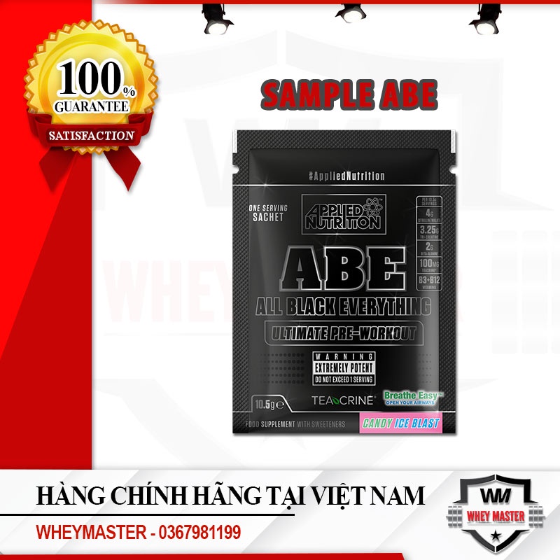 COMBO 10 SAMPLE APPLIED NUTRITION ABE PRE WORKOUT 1SER Gói Thử 1 lần dùng(11 Gram)