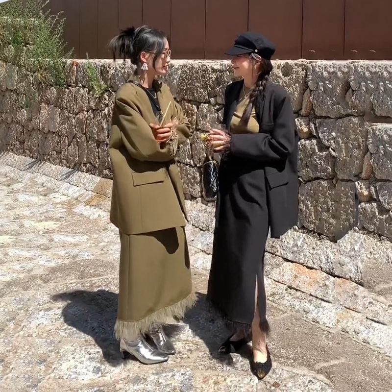 Set Chân Váy Chữ a Và Áo Khoác Thời Trang Phong Cách Cho Nữ