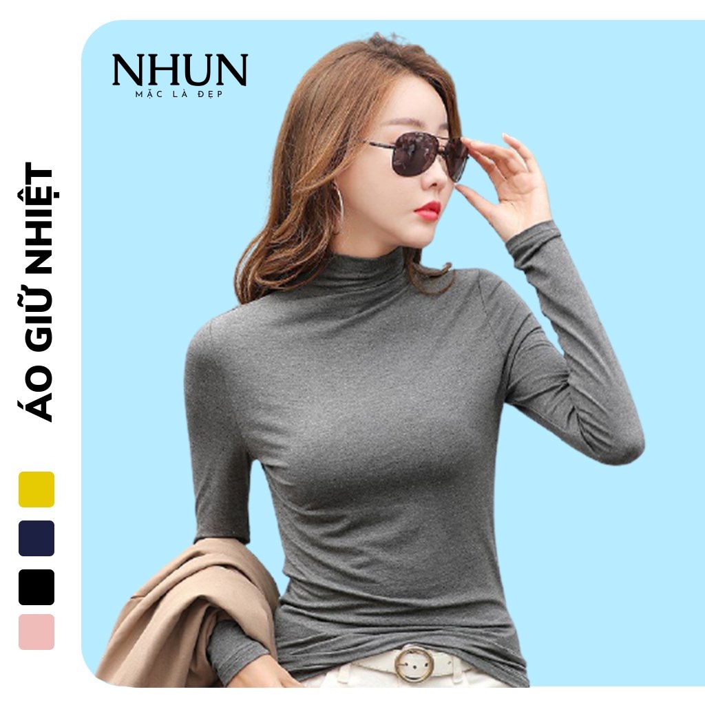 Áo giữ nhiệt nữ thu đông dài tay NhunFashion Áo thun lạnh body cổ 3 phân cao cấp phong cách Hàn Quốc - Free Size N51