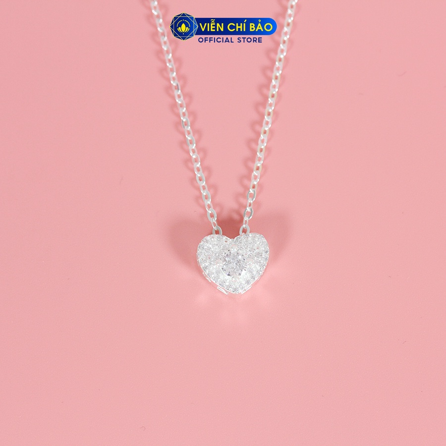 Dây chuyền bạc nữ trái tim đá full chất liệu bạc 925 thời trang phụ kiện trang sức Viễn Chí Bảo D400807