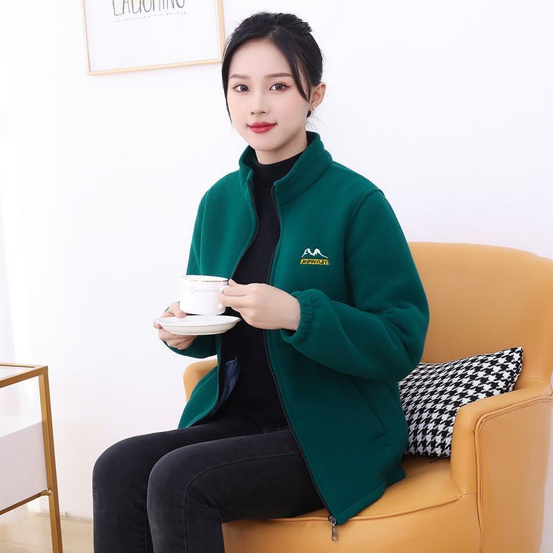 Áo Khoác Nỉ Lót Nhung Dày Giữ Ấm Dáng Rộng Thời Trang Thu Đông Cho Phụ Nữ Trung Niên