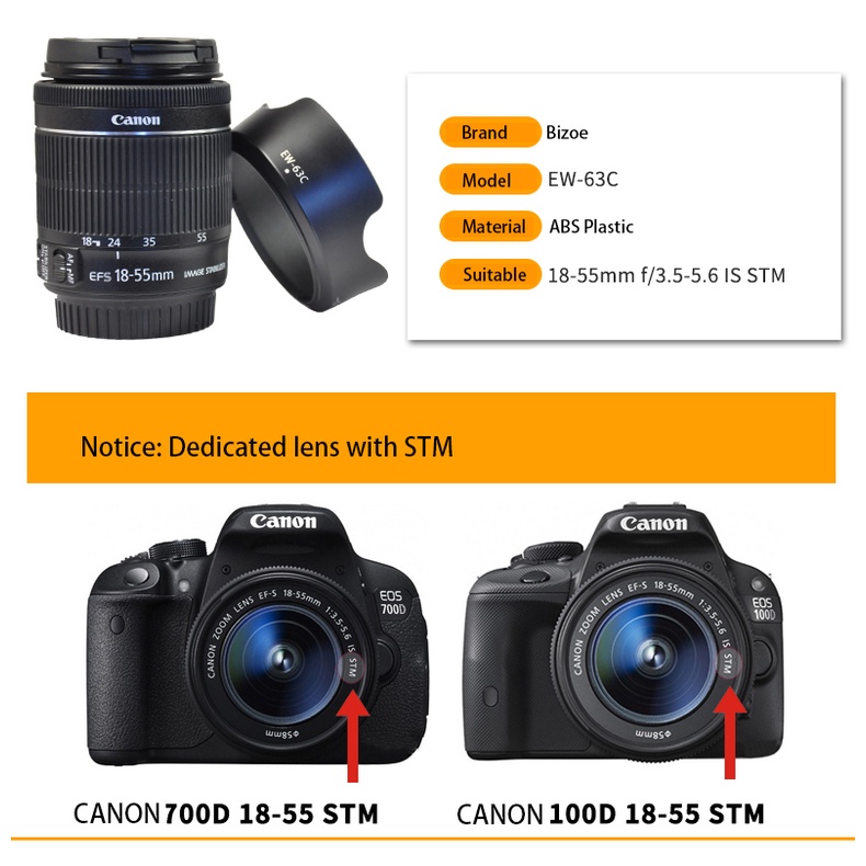 Loa Che Nắng Cho Máy Ảnh Canon EW-53 / EW-54 / EW-60C / EW-60F / EW-63C