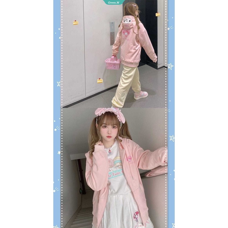 Sanrio Kuromi My Melody Áo Khoác Cardigan Cotton Y2k Kawaii Cinnamoroll Anime Cho Nữ