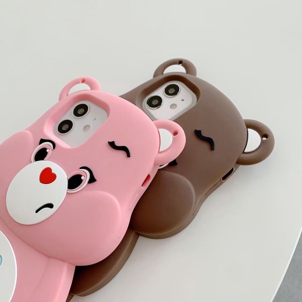 Ốp Điện Thoại Silicon Cao Su Hình Gấu 3D Cho iPhone 11 Pro Max 12 Pro Max 13 Pro Max 14 Pro Max 14 + 6 6s 7 8 Plus SE 2020 X Xs Max XR