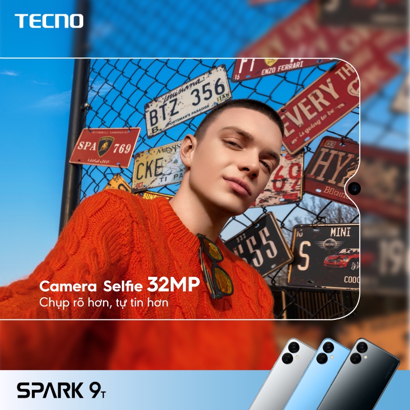 Điện thoại Tecno Spark 9T 4GB/64GB - Camera selfie 32MP | Khóa vân tay| 6.6" 90Hz