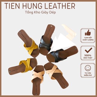 Xăng đan nữ đế bằng, dép sandal quai chéo da đẹp thời trang TH0008