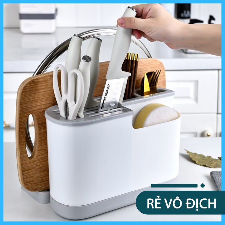 Khay Để Dao, Thớt, Đũa - Kệ Cắm Dao, Đựng Đũa, Để Vung Đa Năng