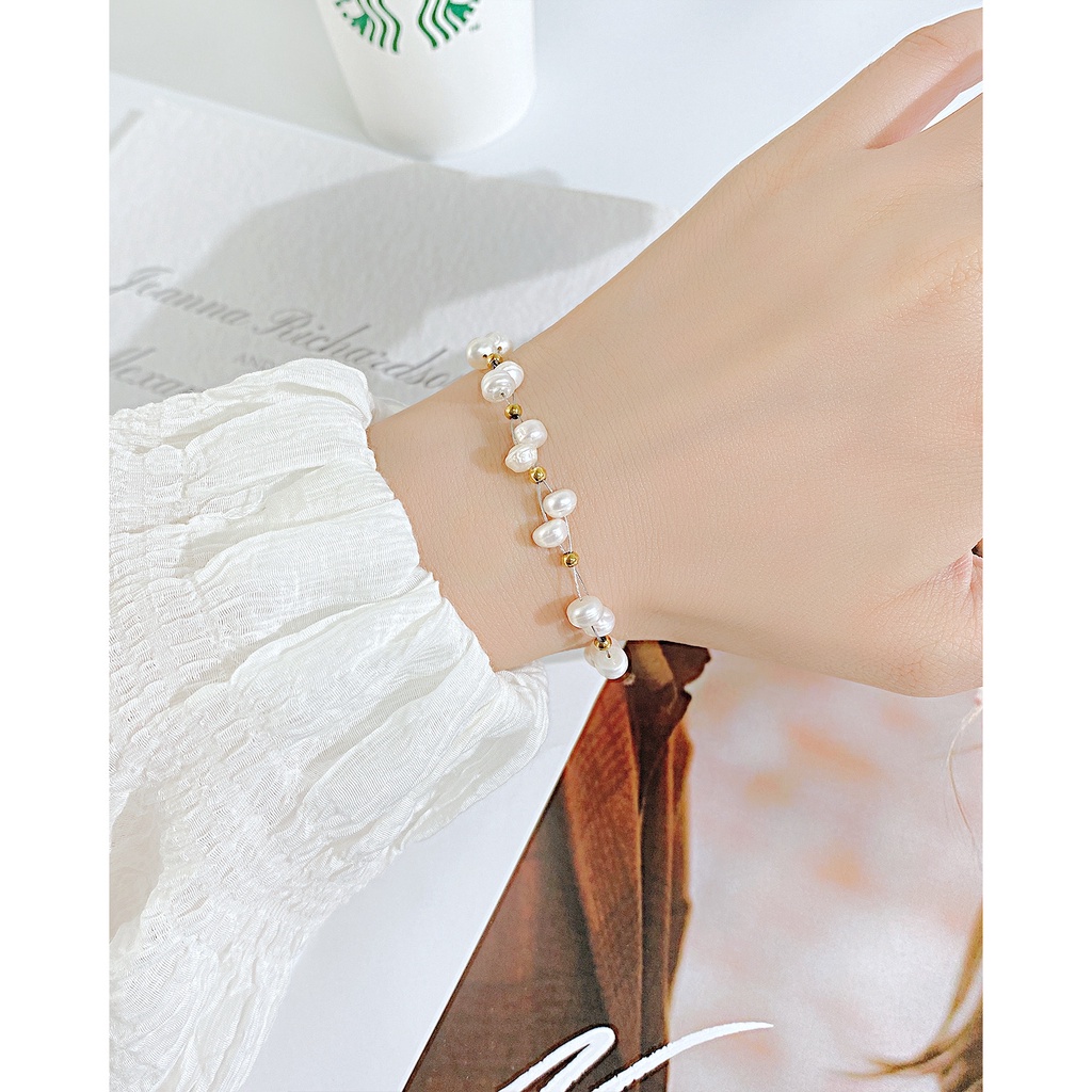 Vòng Tay Ngọc Trai Bằng Thép Không Gỉ Thiết Kế Đơn Giản Cá Tính Mới