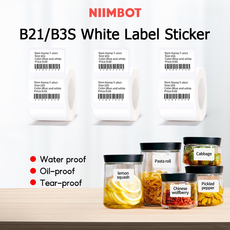 Cuộn giấy in nhiệt NIIMBOT B21/ B3S/B1 màu trắng dành cho máy in chuyên dụng