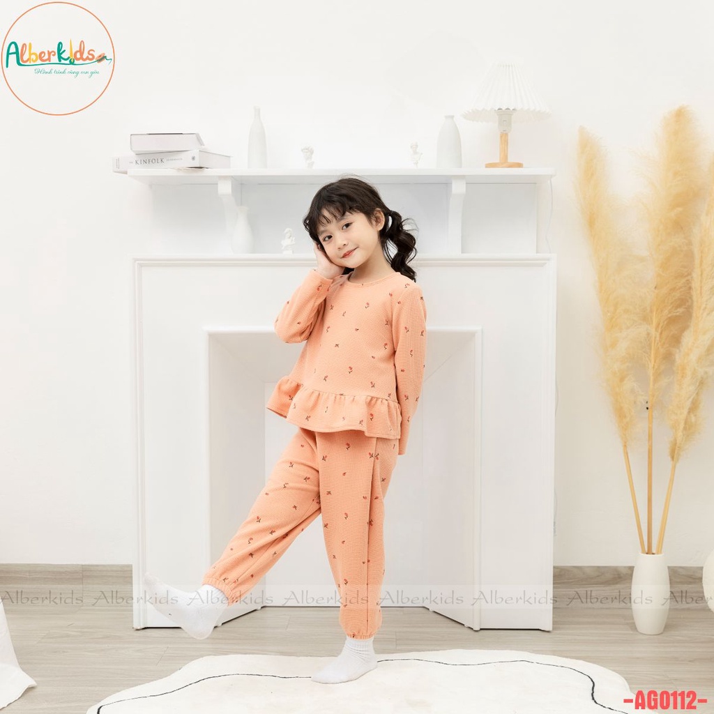 Bộ đồ bé gái alberkids dài tay bèo cổ tròn in hoạ tiết xinh đẹp cho trẻ em - ảnh sản phẩm 5