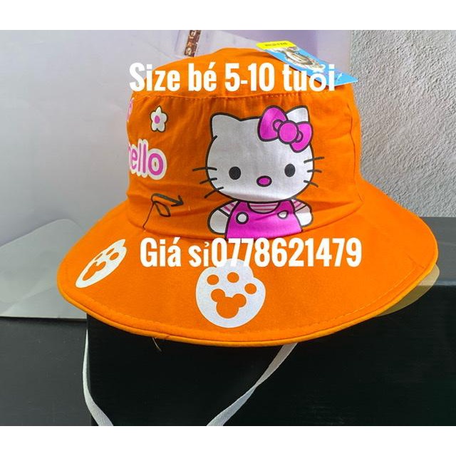 mũ vành bé 5-12 tuổi - nón bo tai bèo hello kity dành cho bé gái