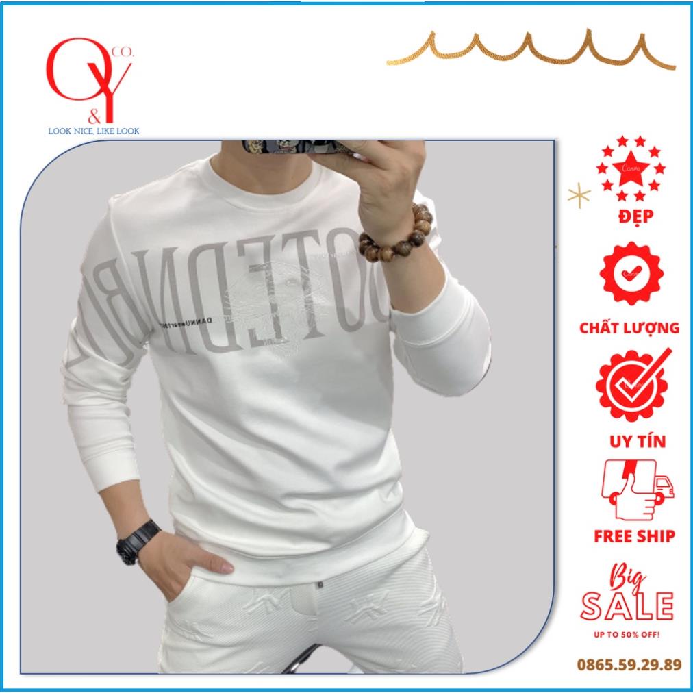 Áo phông nam dài tay thu đông thời trang giá rẻ Sweater N02 Trắng Chất Poly Thái cổ tròn in nhiệt 3D bền đẹp *