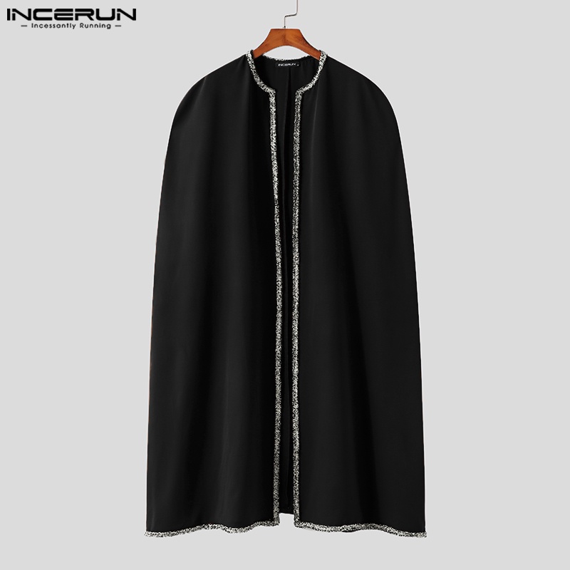 Incerun Áo Choàng Poncho Dài Dáng Rộng Cổ Điển Cho Nam