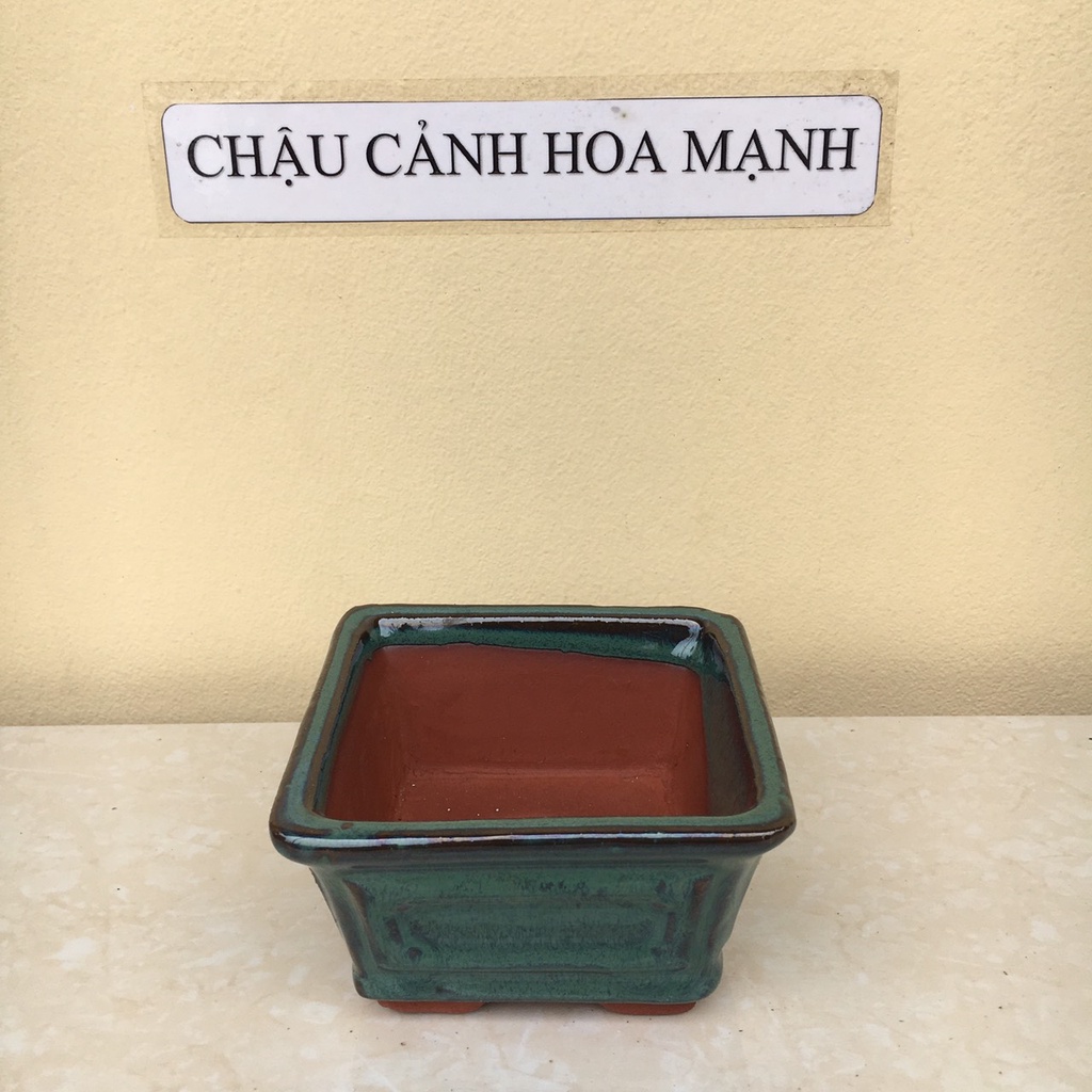 Chậu Vuông loe bonsai sen đá mini đất nung men hoả biến gốm Bát tràng 1 size SP473