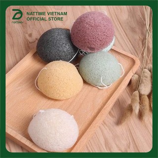 Bông rửa mặt bọt biển konjac sponge làm sạch dịu nhẹ da tái sử dụng thân thiện môi trường