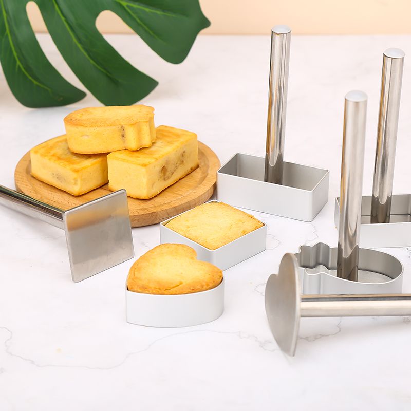 Khuôn Nhấn Làm Bánh Dứa Hình Vuông / Trái Tim Dài 10 Ngăn Không Dính