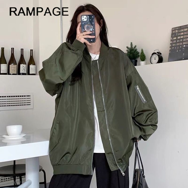 COZOKC COZOK Áo khoác bóng chày COZOK tay dài dáng rộng phong cách đơn giản thời trang