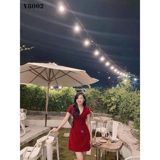 Váy nhung cổ V V8002