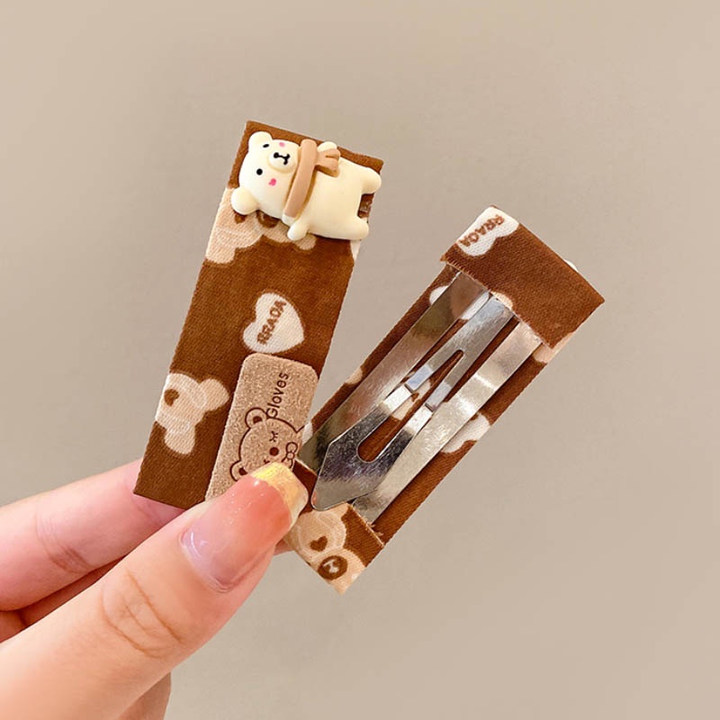 Set 5 Kẹp Tóc BB Màu Cà Phê Dễ Thương Cho Bé Gái