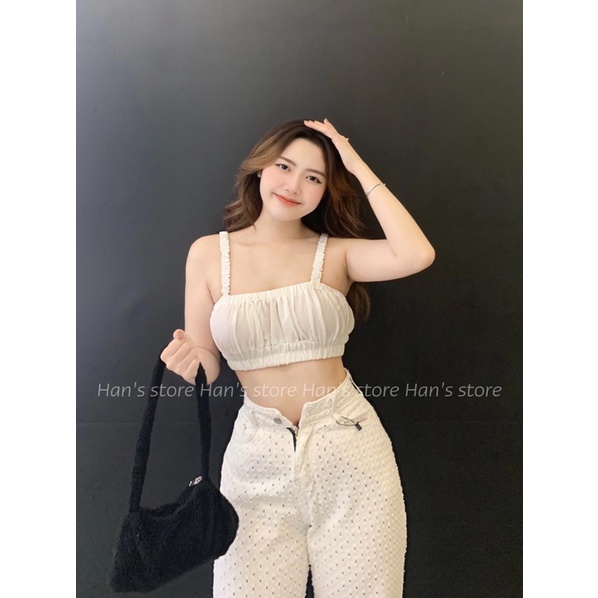 ÁO CROP DÂY NHIỀU MÀU NHÚNG CỰC XINH( ẢNH THẬT) | BigBuy360 - bigbuy360.vn