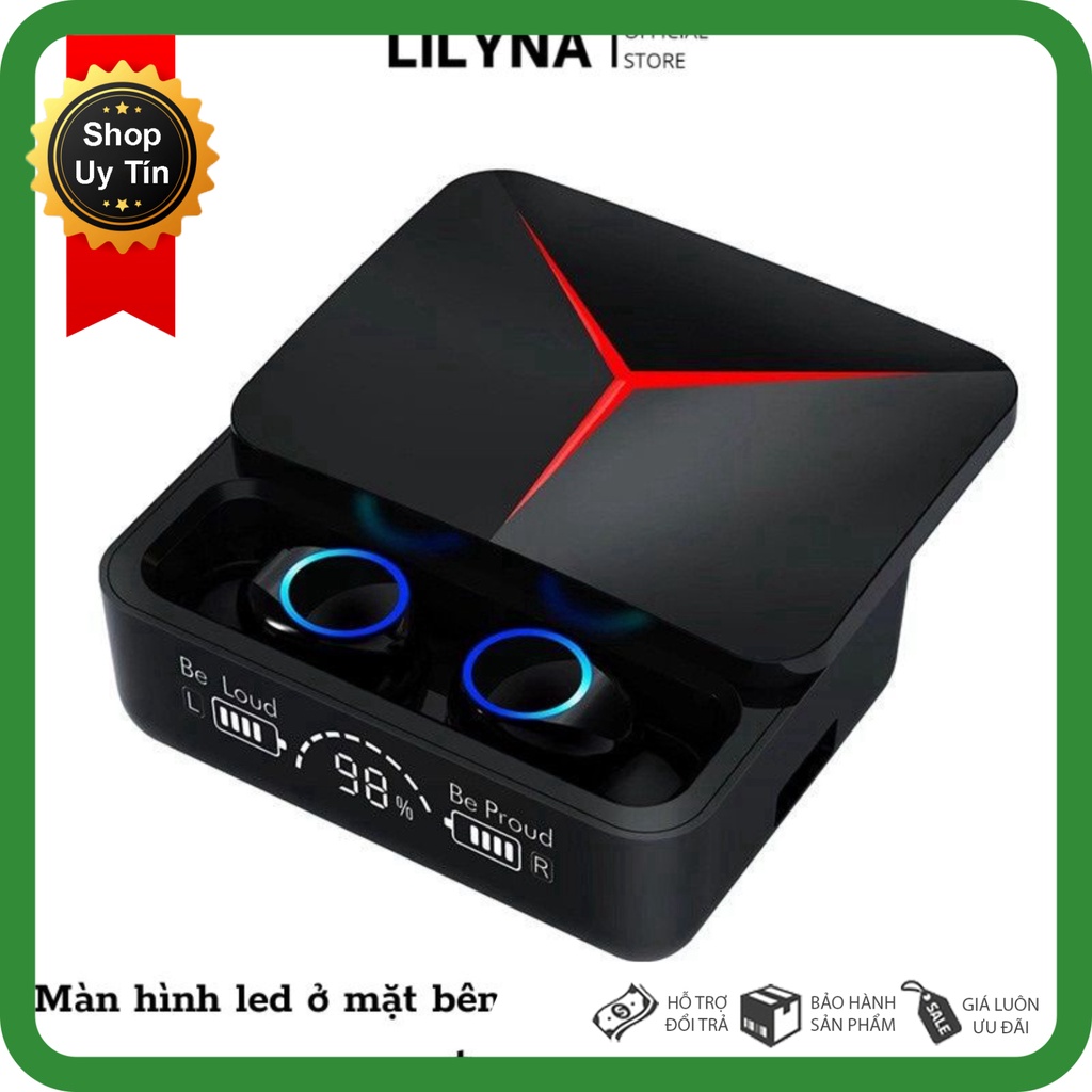 Ta nghe bluetooth M9 Pr TW cả ứng, màn hình led, chốn nước, có mic đà thoại, nghe nhạc, kiê sạc dự phòng
