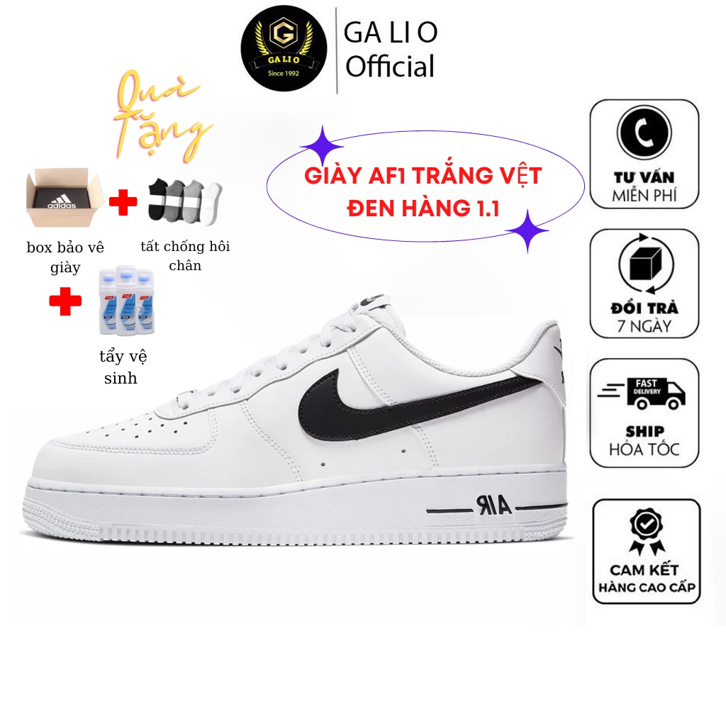 Giày af1 trắng vệt đen hàng 11 full bill box phụ kiện túi hộp đủ size nam nữ