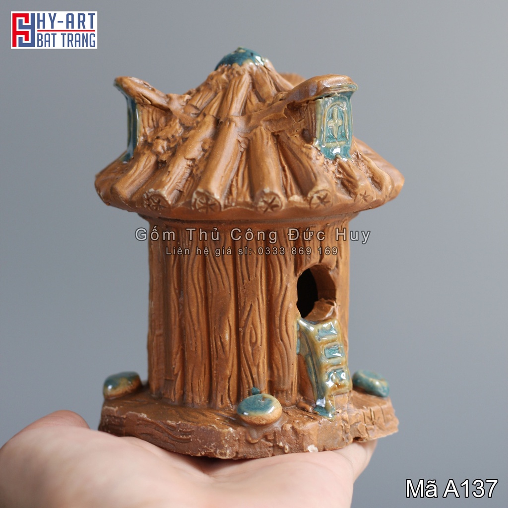 Mô hình gốm Nhà Gốc cây phụ kiện trang trí tiểu cảnh hòn non bộ mini đẹp