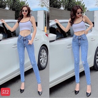 Quần Jean Nữ lưng cao ❤️FREESHIP❤️ Quần jeans nữ rách chất bò co giãn form ôm chuẩn dáng siêu đẹp  A-T Fashion - QJN626