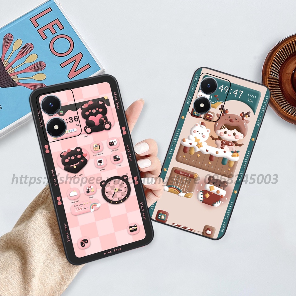 Ốp Vivo Y02S / Y01 / Y16 / Y22S / V25 in hình hình 3D gấu thỏ cute dễ thương