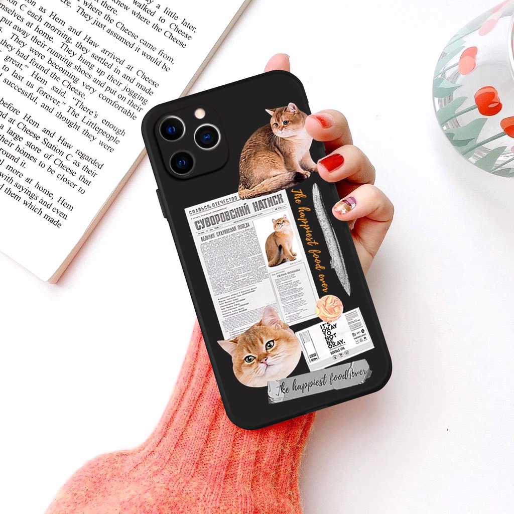 Ốp điện thoại iphone viền vuông mèo báo đơn độc bvc ốp iphone x/xr/14/14plus/13pro/12promax/7/8/se2020/xsmax
