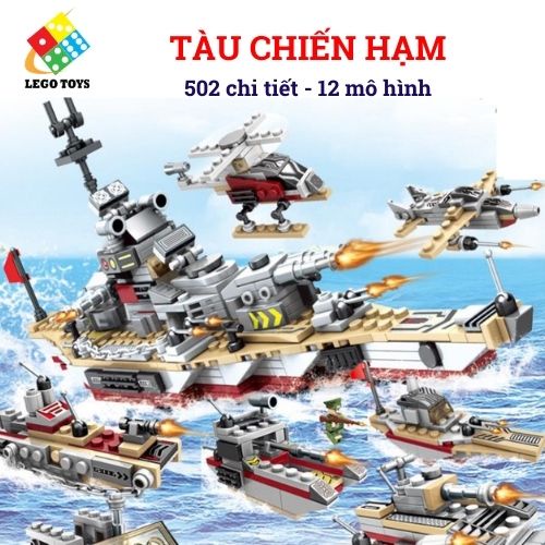 Lego Tàu Chiến 502 Mảnh Ghép - Đồ Chơi Xếp Hình Cho Bé Từ 4 Tuổi Lắp Được Mô Hình Otô, Máy Bay, Xe Tăng Các Loại