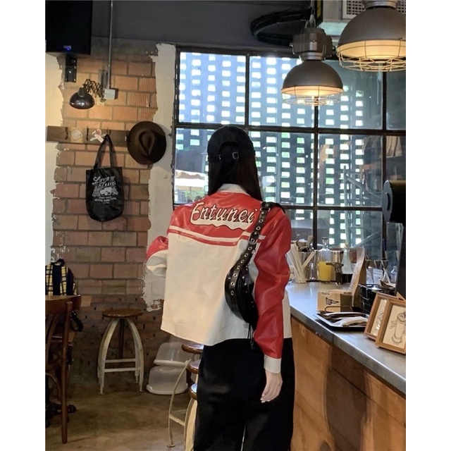 TKLIHN Áo khoác Da Ulzzang phong cách SPORTY GIRL Y2K hot TREND 2022