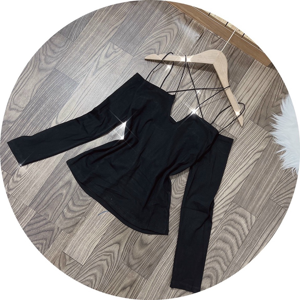 Áo Thun Dây Cổ Tay Dài Chất Thun Co Dãn Tốt