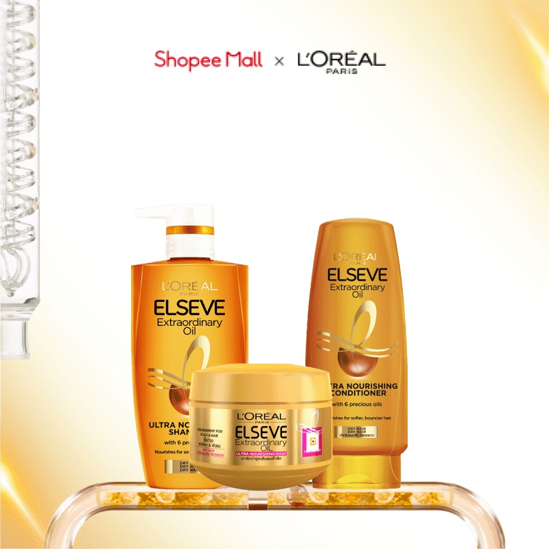Bộ gội xả ủ chiết xuất tinh dầu hoa tự nhiên L'Oreal Paris Extraordinary Oil Ultra Nourishing