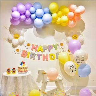 Set bóng trang trí sinh nhật màu pastel hoa cúc Daisy